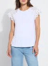 Lyssé Katarina Eyelet Sleeve Trim Top In White
