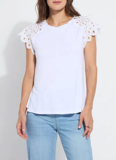 Lyssé Katarina Eyelet Sleeve Trim Top In White
