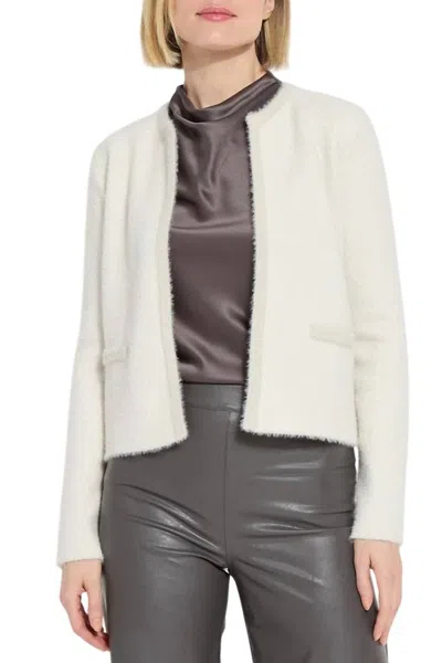 LYSSÉ KATHY BOUCLE CARDIGAN JACKET IN WINTER DIAGONAL