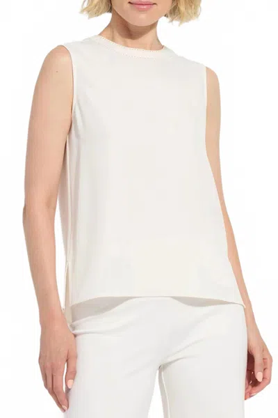 Lyssé Kavita Crew Neck Contrast Stitching Shell Top In Chalk In Nude
