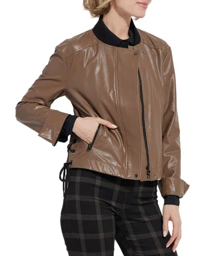 Lyssé Kellie Bomber Moto Jacket In Brown