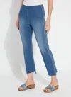 Lyssé Kenny High Rise Ankle Baby Bootcut Jeans In White In Blue