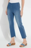 Lyssé Kenny High Rise Ankle Baby Bootcut Jeans In White In Midwash