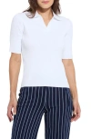 Lyssé Kenzie Ribbed Knit Polo In White
