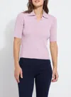 Lyssé Kenzie Ribbed Knit Polo In Pink