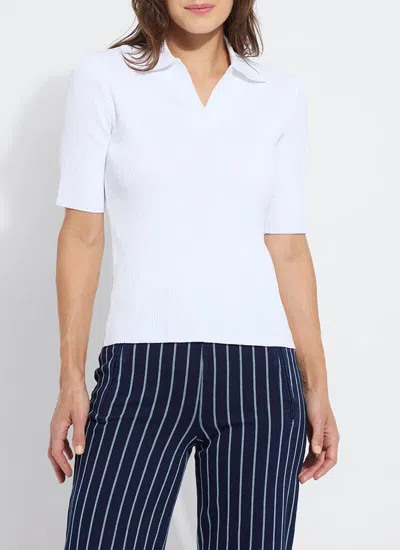Lyssé Kenzie Ribbed Knit Polo In White
