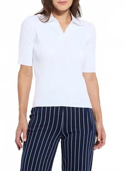 LYSSÉ KENZIE RIBBED POLO SWEATER IN WHITE