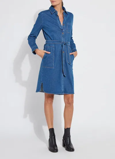 Lyssé Knit Denim Schiffer Dress In Blue