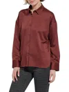 Lyssé Kristin Stitched Satin Shirt In Auburn In Red