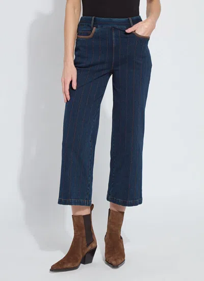 Lyssé Landon Embroidered Wide Leg Denim In Blue