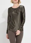 Lyssé Larissa Satin Top In Pewter Green In Green