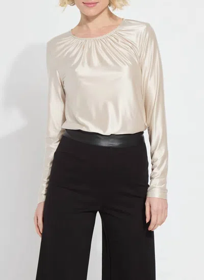 LYSSÉ LARISSA SATIN JERSEY TOP IN LIGHT PEWTER