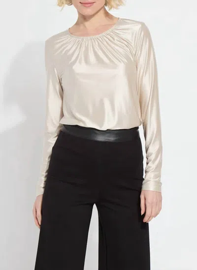 LYSSÉ LARISSA SATIN JERSEY TOP IN LIGHT PEWTER
