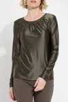 Lyssé Larissa Satin Top In Pewter Green In Multi
