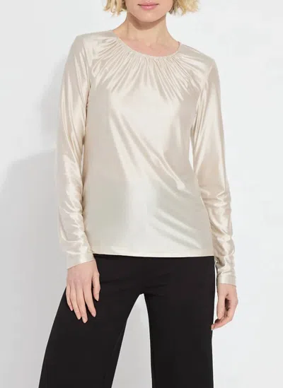 LYSSÉ LARISSA SATIN TOP IN LIGHT PEWTER