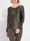 Lyssé Larissa Satin Top In Pewter Green In Multi