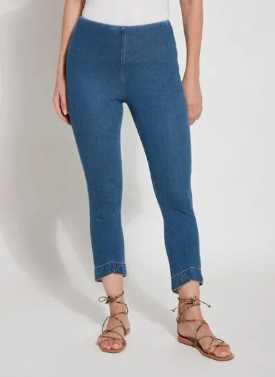 Lyssé Lauren Crop Denim With Back Pockets Legging In Mid Wash In Blue