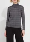 Lyssé Lena Ponte Turtleneck Top In Opposite Check In Gray