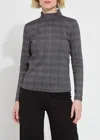 Lyssé Lena Ponte Turtleneck Top In Opposite Check In Gray