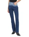 Lyssé Lianna High Rise Slim Flare Leg Denim Jeans In Gradient Mid Wash In Blue