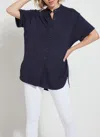 LYSSÉ LINEN JERSEY BUTTON DOWN