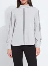 Lyssé Lizandra Reversed Collar Blouse In Gray