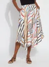 Lyssé Lorenza Mixed Stripe Satin Handkerchief Hem Skirt In Multi