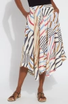 Lyssé Lorenza Mixed Stripe Satin Handkerchief Hem Skirt In Stripe Art