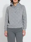 Lyssé Loretta Quilted Pullover Top In Dark Heather Grey In Gray