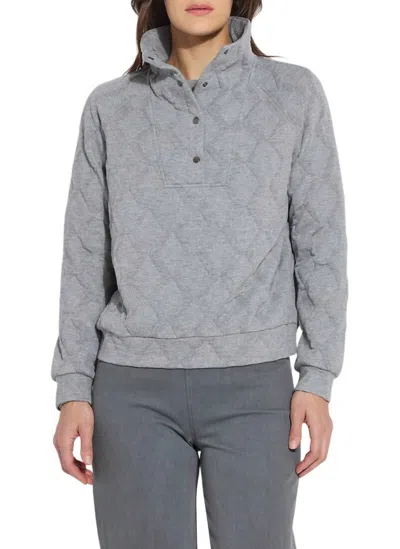 Lyssé Loretta Quilted Pullover Top In Dark Heather Grey
