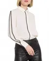 Lyssé Luna Blouse With Pleated Sleeves In Chalk In Neutral