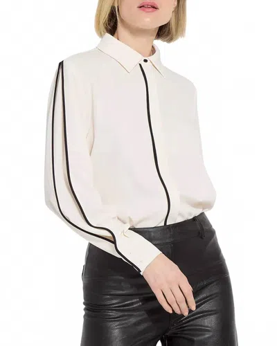 LYSSÉ LUNA BLOUSE WITH PLEATED SLEEVES IN CHALK
