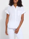 Lyssé Lyla Linen Short Sleeve Shirt In White