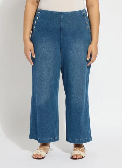 Lyssé Mallory Sailor Hi Waist Wide Leg Denim (plus Size, 28" Inseam) In Blue