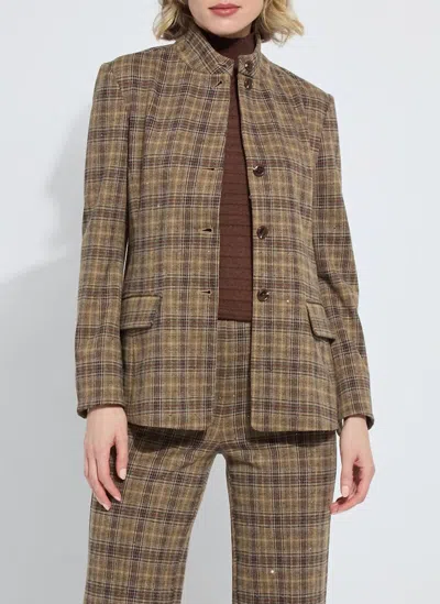 Lyssé Marceline Convertible Collar Blazer In Brit Brushed Plaid In Brown
