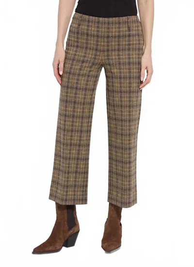 Lyssé Marceline Crystal Embellished Crop Pant In Brit Brushed Plaid In Brown