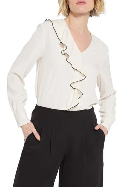 Lyssé Marianne V-neck Ruffle Blouse In Chalk In White