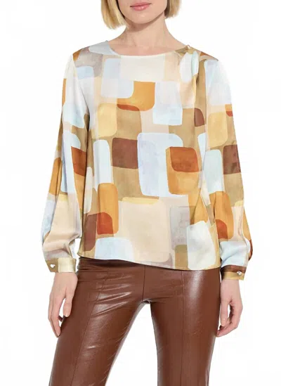 Lyssé Marie Long Sleeve Blouse In Organic Blocks In Multi