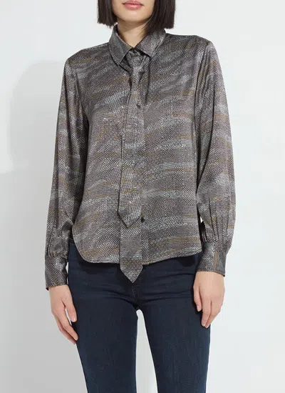 Lyssé Maxine Convertible Tie Satin Shirt In Gray