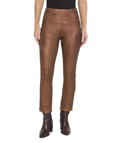 LYSSÉ METALLIC COATED HIGH RISE ANKLE STRAIGHT JEANS IN COPPER