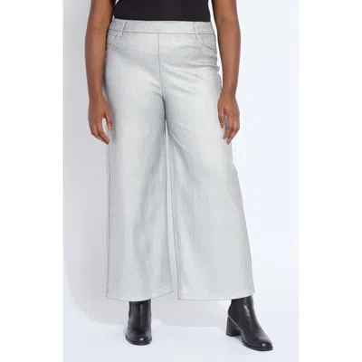 Lyssé Lysse Metallic Coated Pull-on High Waist Wide Leg Jeans In Multi