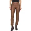Lyssé Metallic Coated High Rise Ankle Straight Jeans In Copper In Metallic Copper