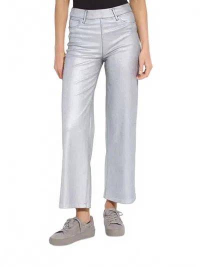 Lyssé Lysse Metallic Coated High Waist Wide Leg Pull-on Jeans In Gray