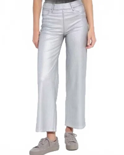 Lyssé Lysse Metallic Coated High Waist Wide Leg Pull-on Jeans In Gray