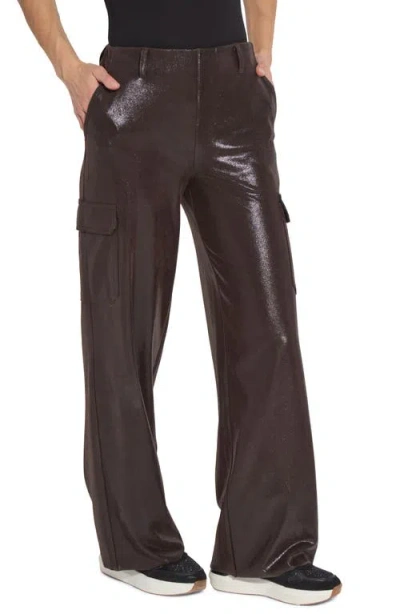 Lyssé Callie Foil Faux Suede Pants In Liquid Mocha