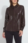 Lyssé Metallic Faux Suede Shacket In Liquid Mocha