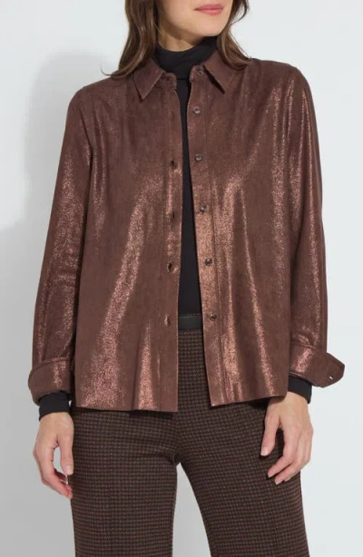 Lyssé Connie Foiled Shirt Jacket In Metallic Copper