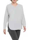 Lyssé Mia Stretch Woven Top In Pearl Grey In Grey