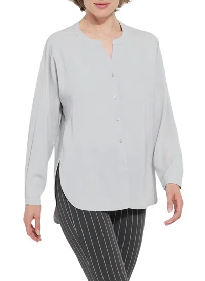 Lyssé Mia Stretch Woven Top In Pearl Grey