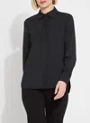 Lyssé Micro Beaded Connie Button Down Top In Black In Black